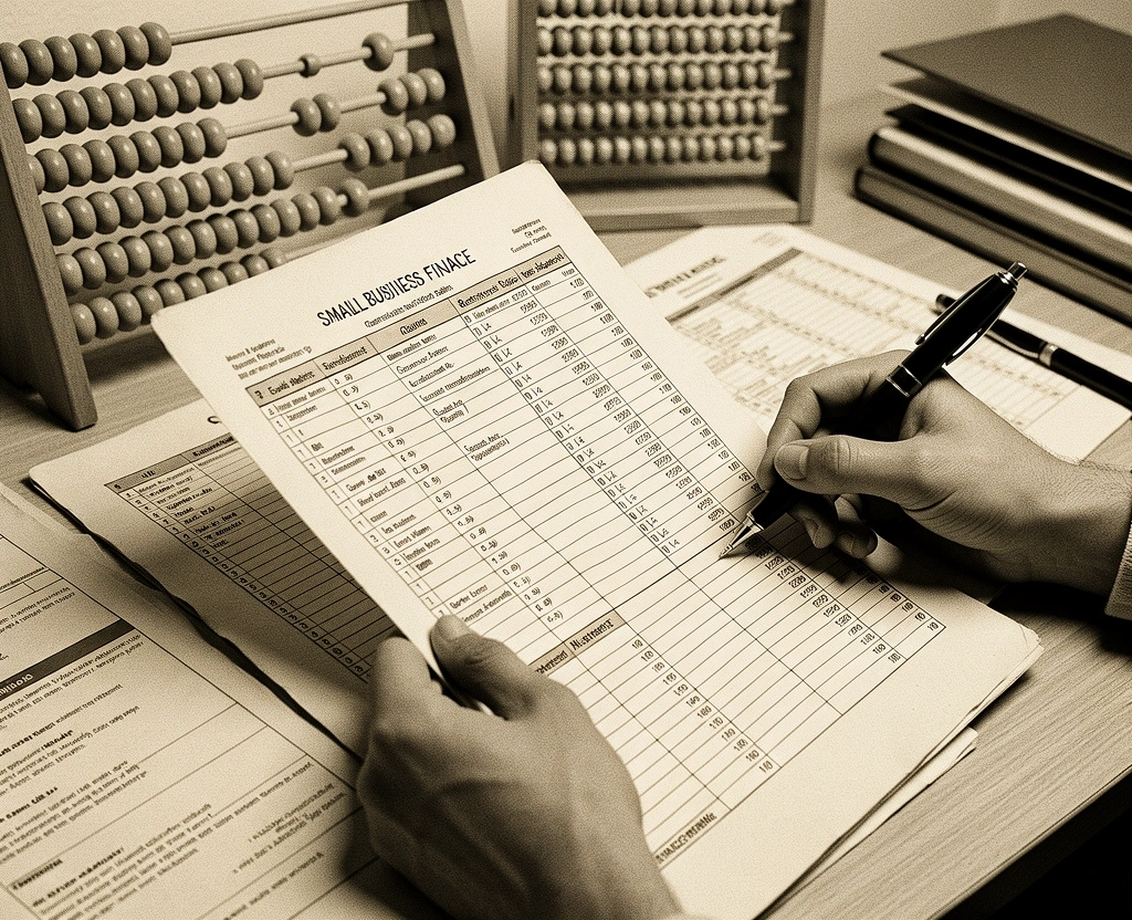 Business owner reviewing financial data